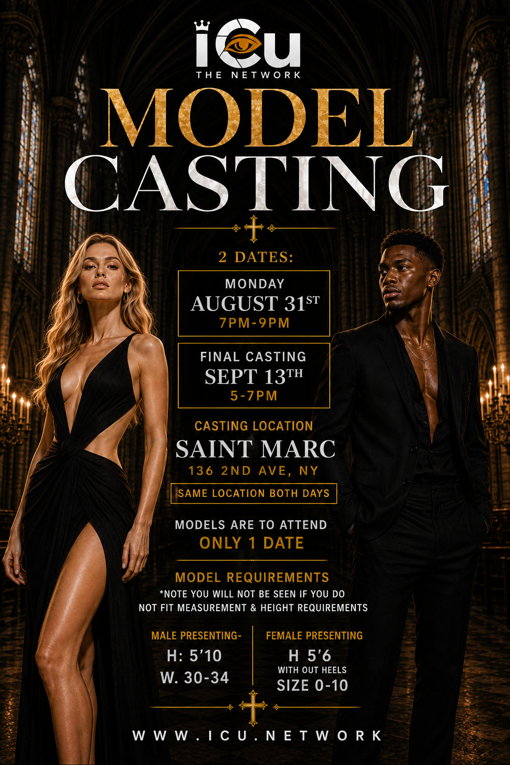 Model Casting flyer with August 31 and September 13 casting dates at Saint Marc